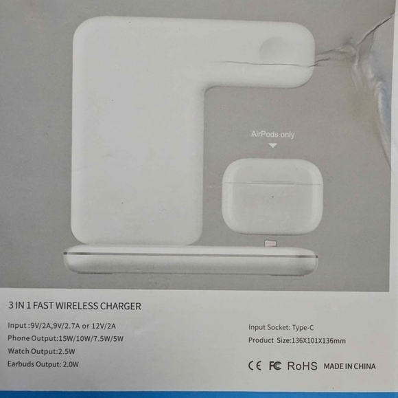 Wireless Charger, 3 in 1 Fast Wireless Charging Station, Wireless Charger Stand - Picture 2 of 3